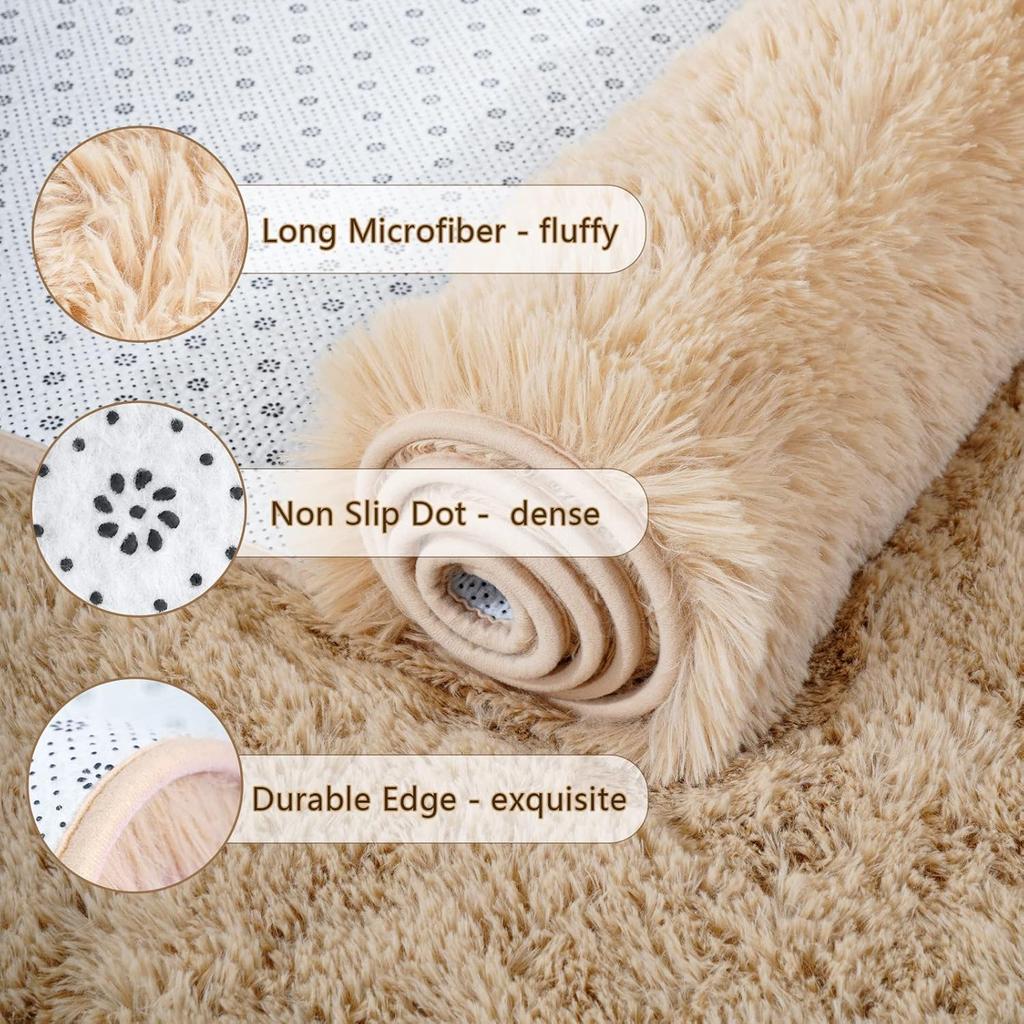 Modern Plush Long Carpet, Soft Bedroom Bedside Rug, Easy to Care for, Living Room Sofa Cushion, Home Decoration