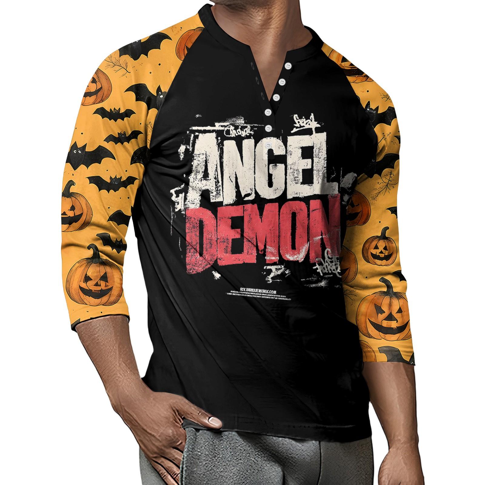 

Мужской контрастный топ реглан на пуговицах с рукавом 3/4 XXL красный