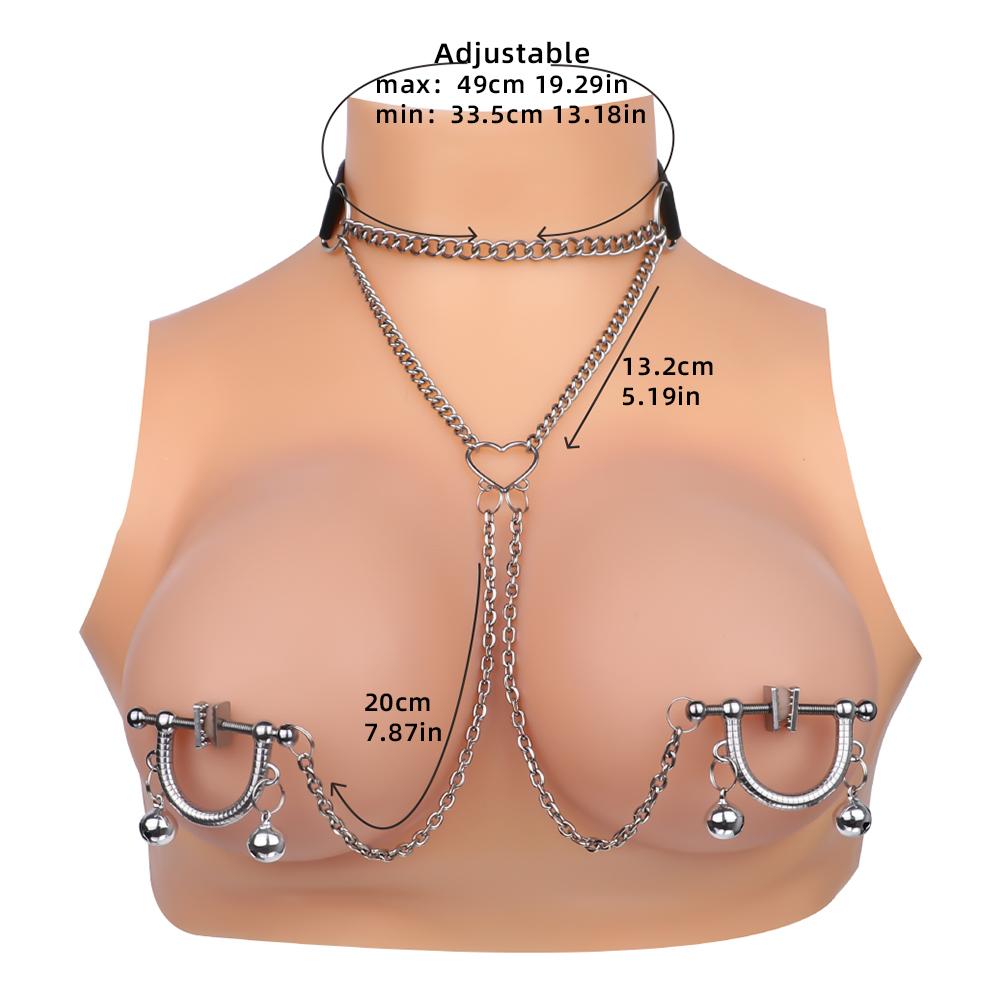 QKKQ 304 Stainless Steel Nipple Clamps Strapon Steel Chain Sexy Underwear Lingerie BDSM Breast Bondage Clips Nipple Clamps