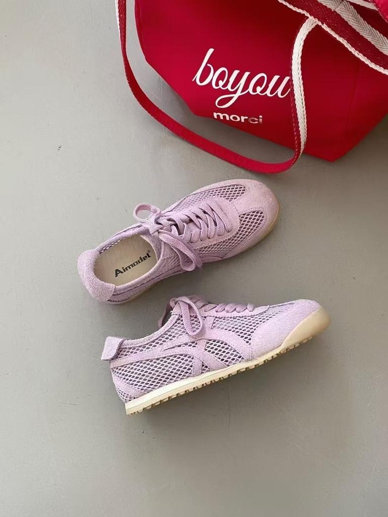 Retro Dexun Shoes Women's Shoes 2025 Spring and Summer New Soft-soled Mesh Comfortable Versatile Breathable Lace-up Casual Sports Shoes