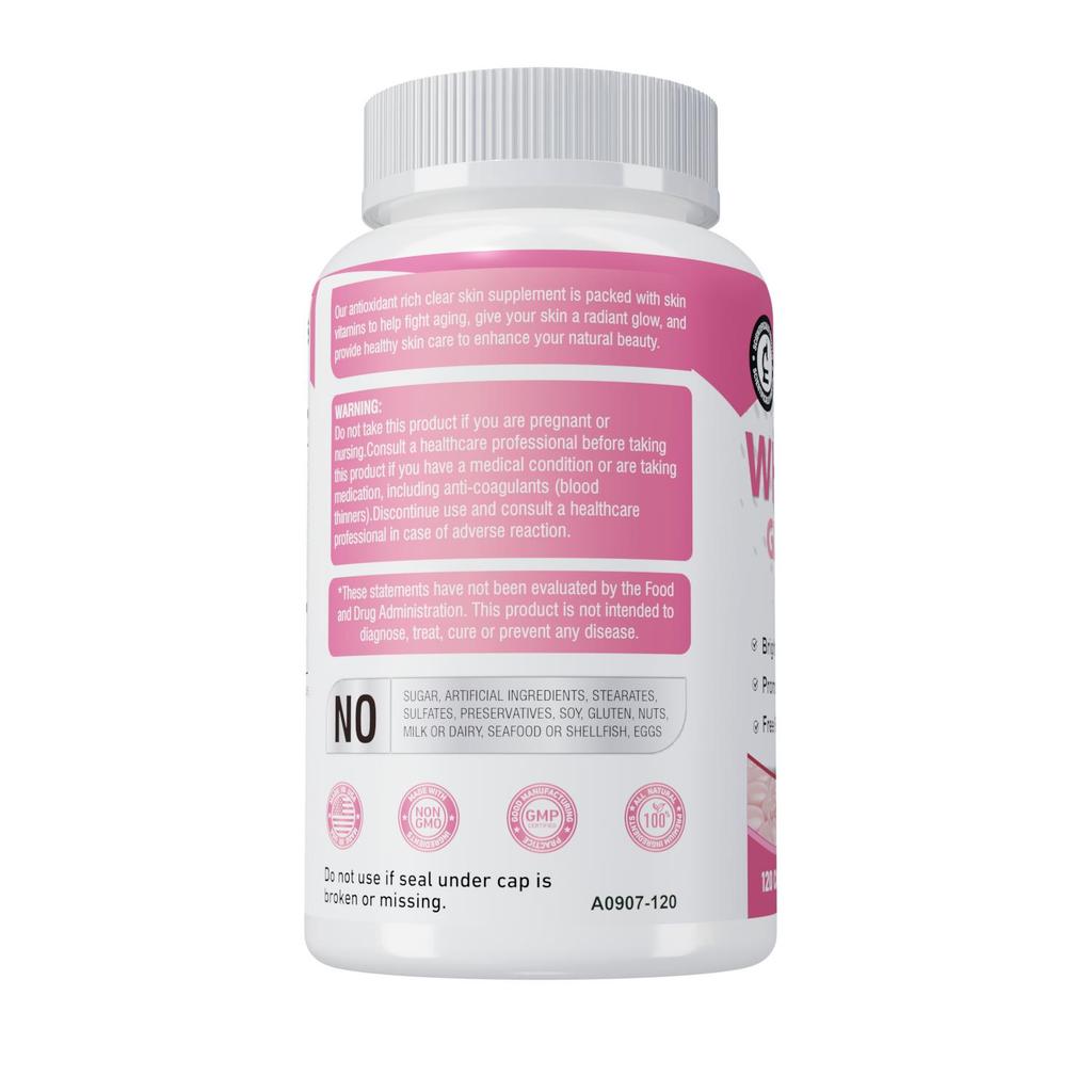 100% Natural Glutathione Supplement, Contains Vitamins and Alpha-lipoic Acid, Whitening, Antioxidant, Suitable for Adults.