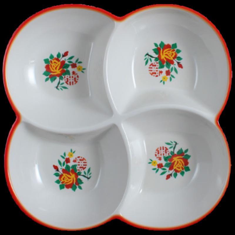 

Red Double Happiness Melamine Four-Compartment Dry Ice Tray