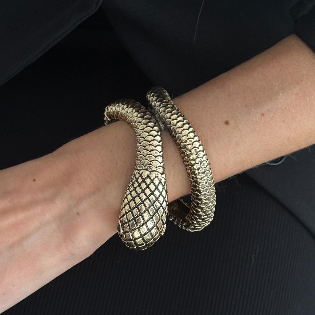 SHIXIN Punk Geometrisch Schlangenhaft Weit Öffnend Armreif Armband Damen Übertrieben Stapelbar Schlangenmanschette Federarmband Party Schmuck