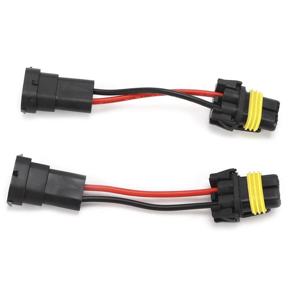 Pair H11 Male To 9005/9006 Female Adapter Headlight Fog Light Universal Plug and Play 12V‑24V