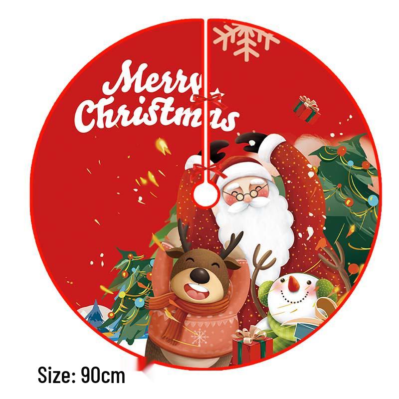 Creative Cartoon Print Christmas Tree Skirt - Festive Home & Party Decoration