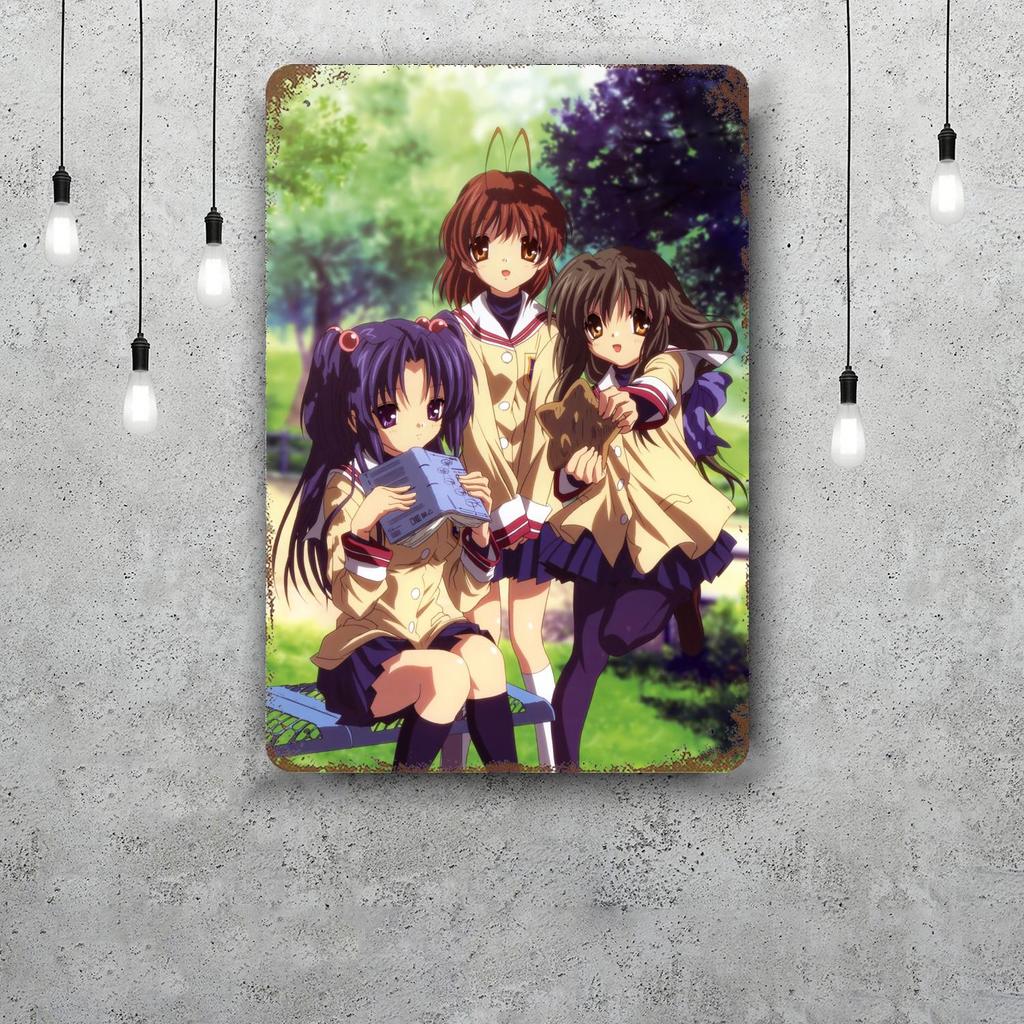 clannad cartoon Funny Bar Metal Sign Retro Plaque Vintage Sign Alcohol Drinker Pub Club Man Cave Kitchen Wall Decoration