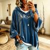 Women's Casual Velvet Hooded Top with Three-Quarter Sleeves Color