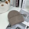 Angola rabbit fur warm solid color light board autumn and winter versatile candy color vertical stripe knitted hat women