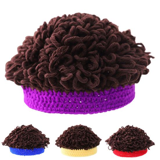 Baby Wig Cap Cute Comfortable Dress Up Knitting Infant Toddler Photo Short Curly Explosion Wig Hat for Daily Wear