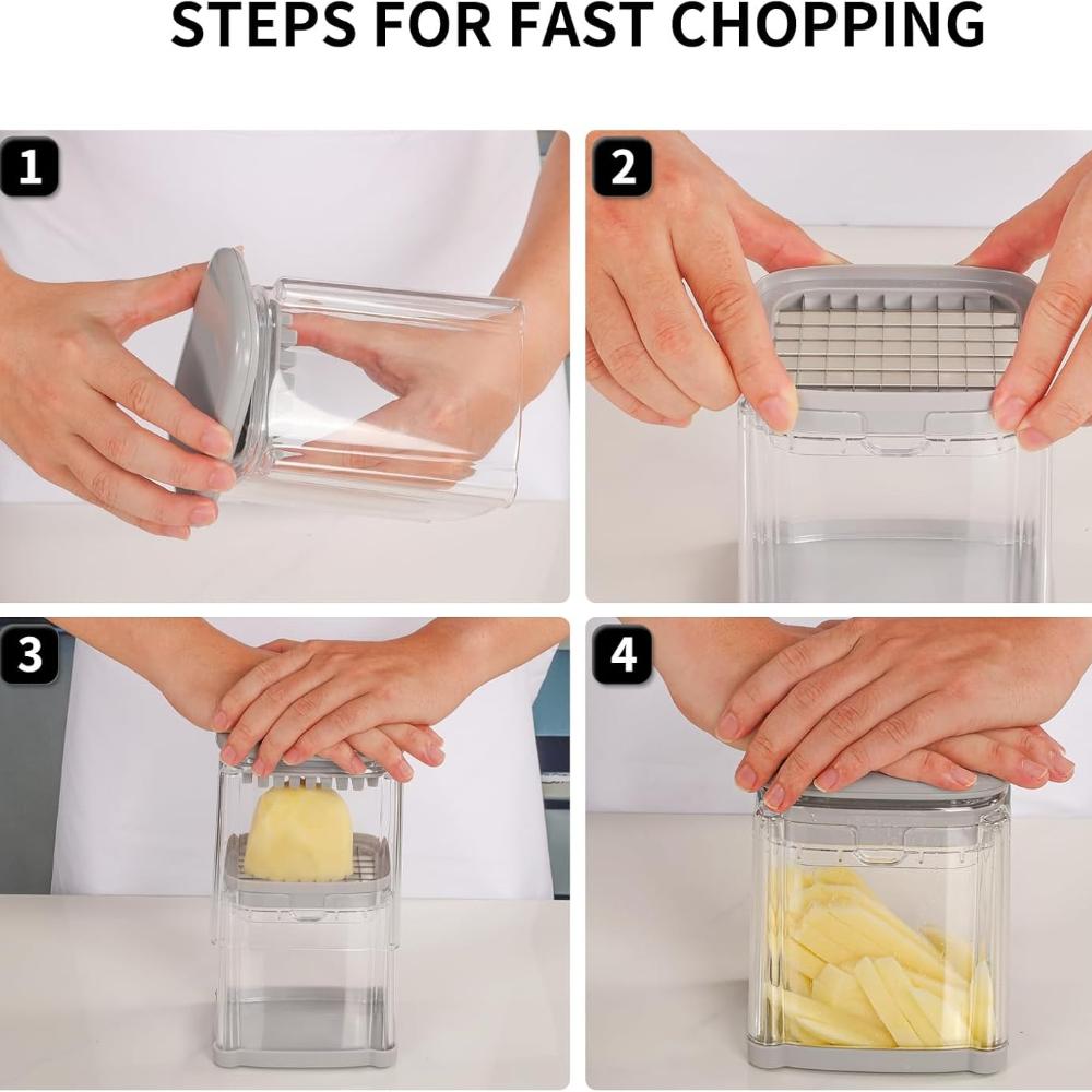 Vihoom Kráječ na brambory, Kráječ na brambory s nerezovými čepelemi 10 x 10 mm, Kráječ na zeleninu, Kráječ na kostičky, Multifunkční kráječ na zeleninu na hranolky