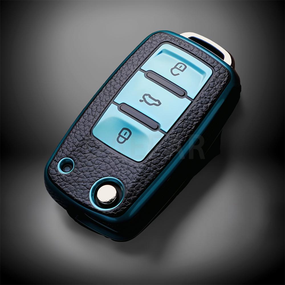 TPU Leather Car Key Case Car Key Full Cover for VW Volkswagen Polo Tiguan Passat Golf Jetta Lavida Skoda Octavia Protection Bag