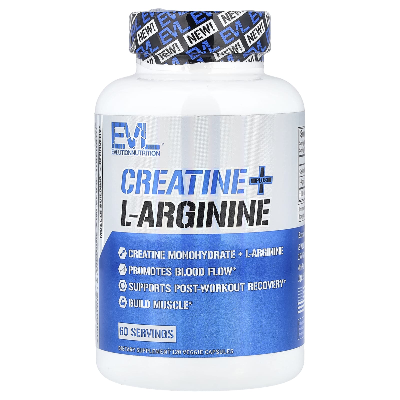 

EVLution Nutrition, Creatine Plus L-Arginine, 120 Veggie Capsules