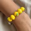 Exaggerated Lemon Bracelet Colorful Beads Stacked Bracelet Cute Fruit Beaded Bracelet  Girls Wear