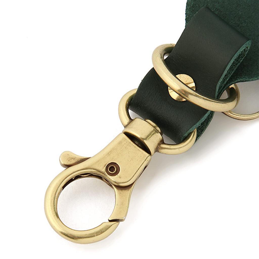 IL BISONTE Genuine Leather Key Ring, Keychain, Cowhide Leather, Unisex, Discolored Brown