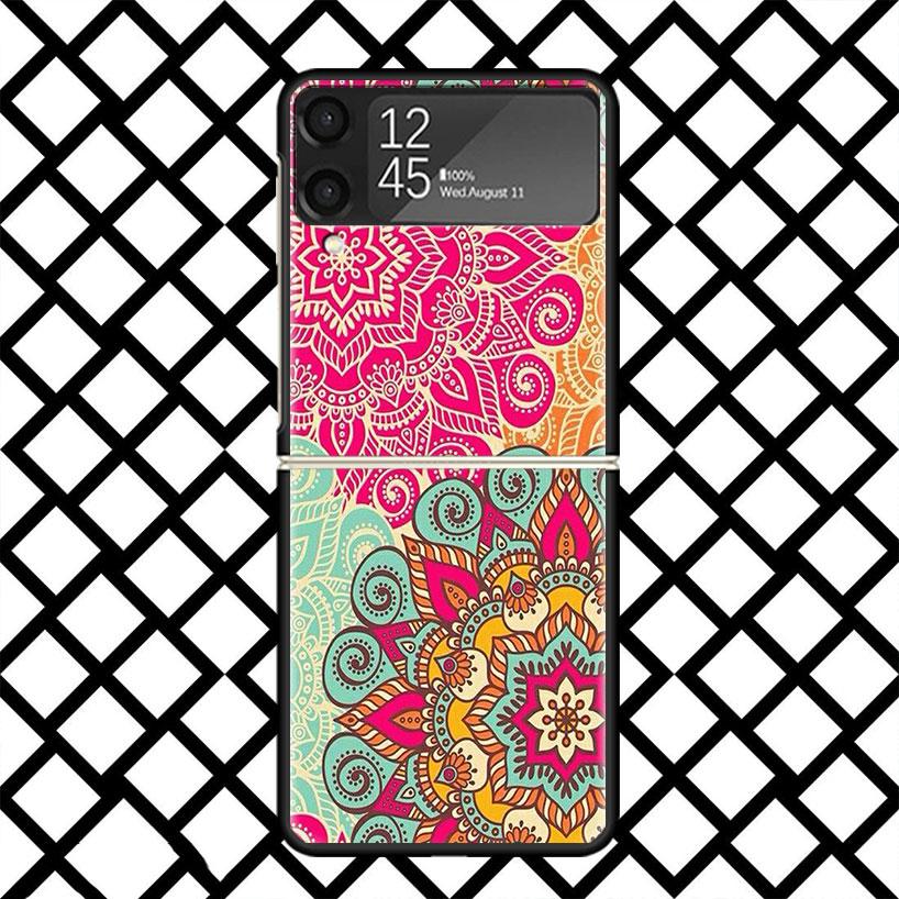

Indian Pattern Mandala Phone Case For Samsung Z Flip 7 6 5 4 3 Galaxy ZFLIP7 ZFlip6 5G Flip5 Flip4 Flip3 5g Black Hard Cover Samsung Z Flip 6