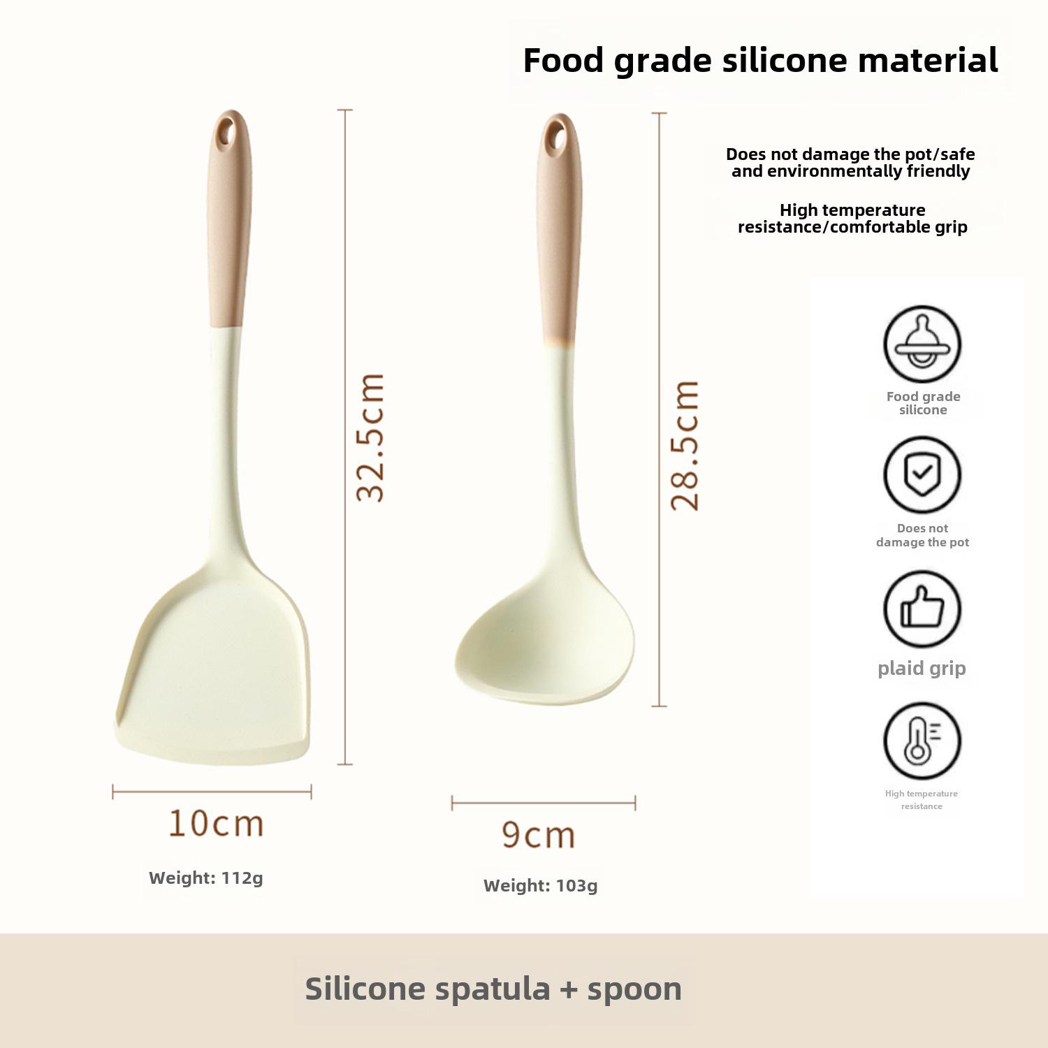 

Набор для приготовления пищи из 4-х предметов из силикона: Лопатка, зажим для еды, ложка для супа, антипригарное покрытие. Идеально подходит для бытовой кухонной утвари.