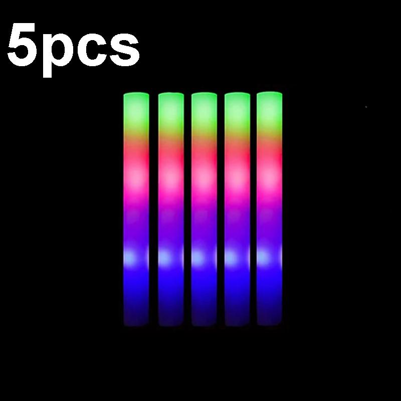 

5/10 шт светодиодных светящихся палочек оптом красочные RGB светящиеся пенопластовые палочки Cheer Tube темный свет для Рождества дня рождения свадьбы вечеринки принадлежности