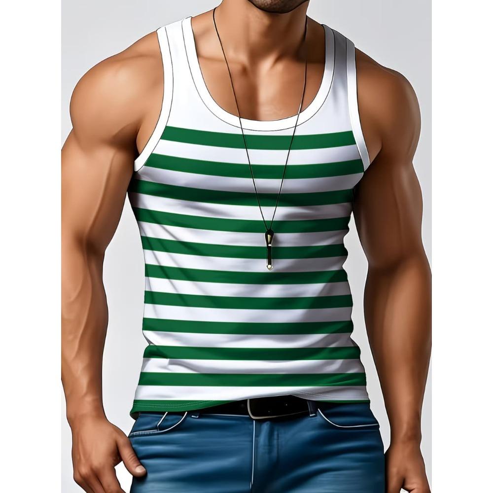 Stripe Plaid Tank Tops Fashion Men's Tops Tees Sleeveless Fitness Vest Harajuku Streetwear T-shirt