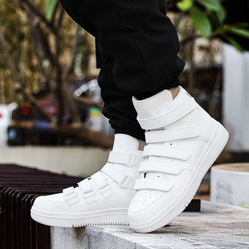 Hot sale Men High Top Skateboard Shoes 2025 Leather Casual Sneakers Men Street Trend Men's White Sneakers zapatillas de hombre