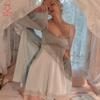 Sex pajamas suspender short nightdress simulation silk smooth dress thin lace nightgown homewear suit skirt
