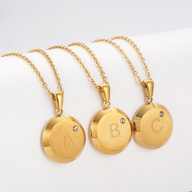 Pozłacany 18K Tytanowa Stal Naszyjnik z Literą i Cyrkoniami dla Kobiet