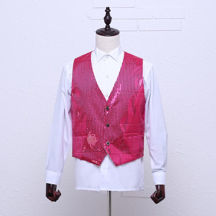 Pánská vesta s hustými flitry pro pódiová a taneční vystoupení - Evropský a americký styl