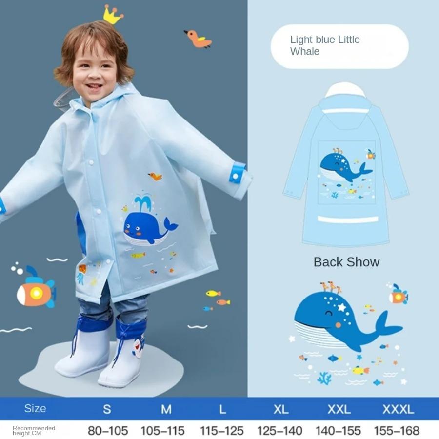 A Boy Girl Casual Cute Unicorn Print Waterproof Hooded Raincoat, Long Sleeve Zipper Hooded Poncho, Children's Raincoat Outdoor