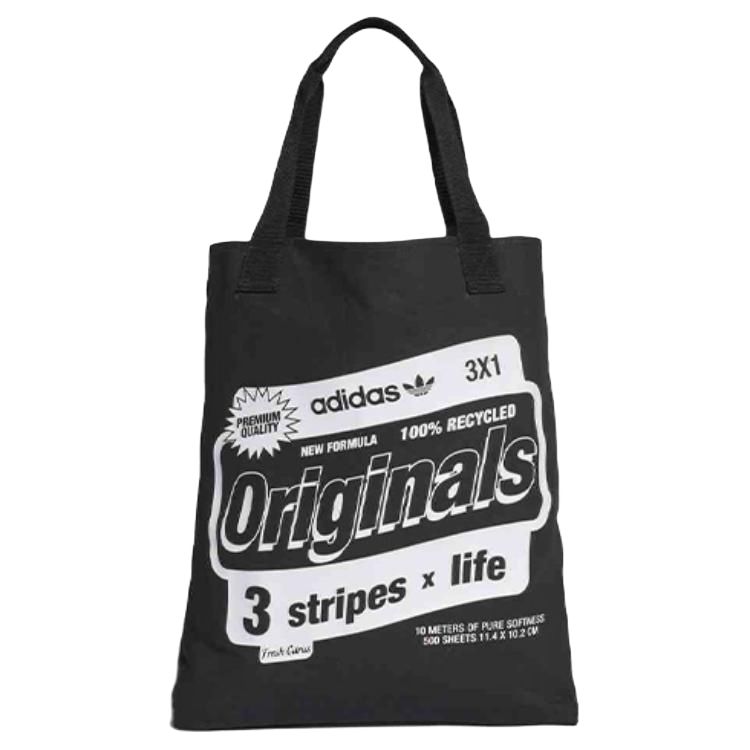 New Adidas Originals Cotton Tote Bag, Shopping Bag, Shoulder Bag, Handbag Regular Unisex Black EI7400