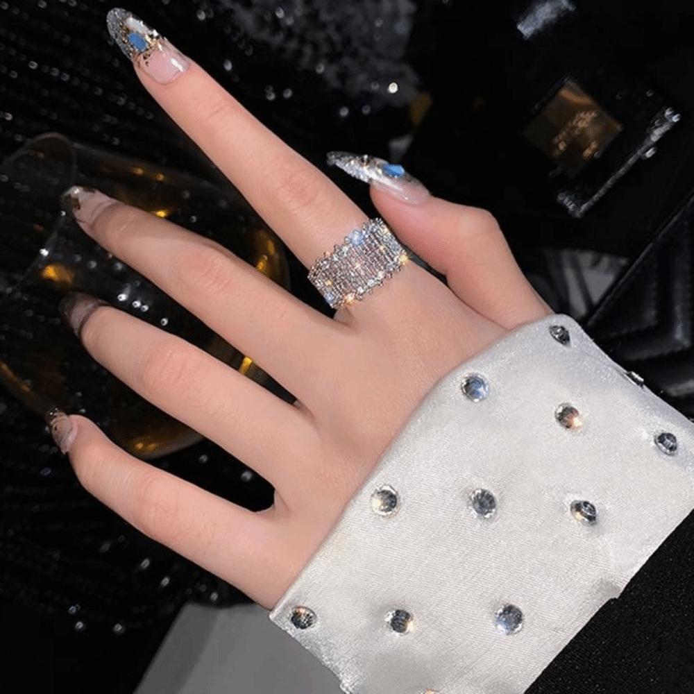 Twist Multi-layered Korean Style Ring Opening Adjustable Ring Female Finger Ring Rhinestone Ring серебряный