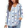 Women's Relaxed,Fit V,Neck Vintage Color,Blocked Floral Print Long,Sleeve Pullover Tee
