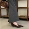 2025 autumn new temperament suede pointed head small low heel high heels fashionable versatile retro thin commuter shoes