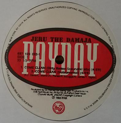 12-Zoll-Schallplatte JERU THE DAMAJA - Come Clean 6971200021 Payday, FFRR 1993 US Rap & Hip-Hop/R&B Gebraucht