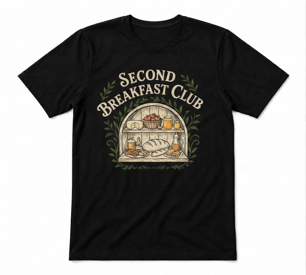 Second Breakfast Club Lord Of The Rings Graphic Unisex Black T-shirt