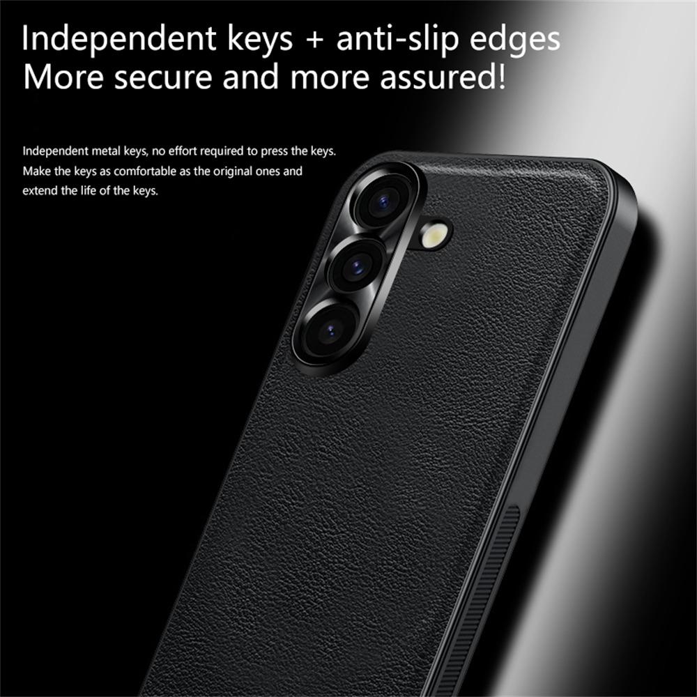 For Samsung Galaxy S25 Case PU+TPU+PC Phone Back Cover with Metal Lens Frame