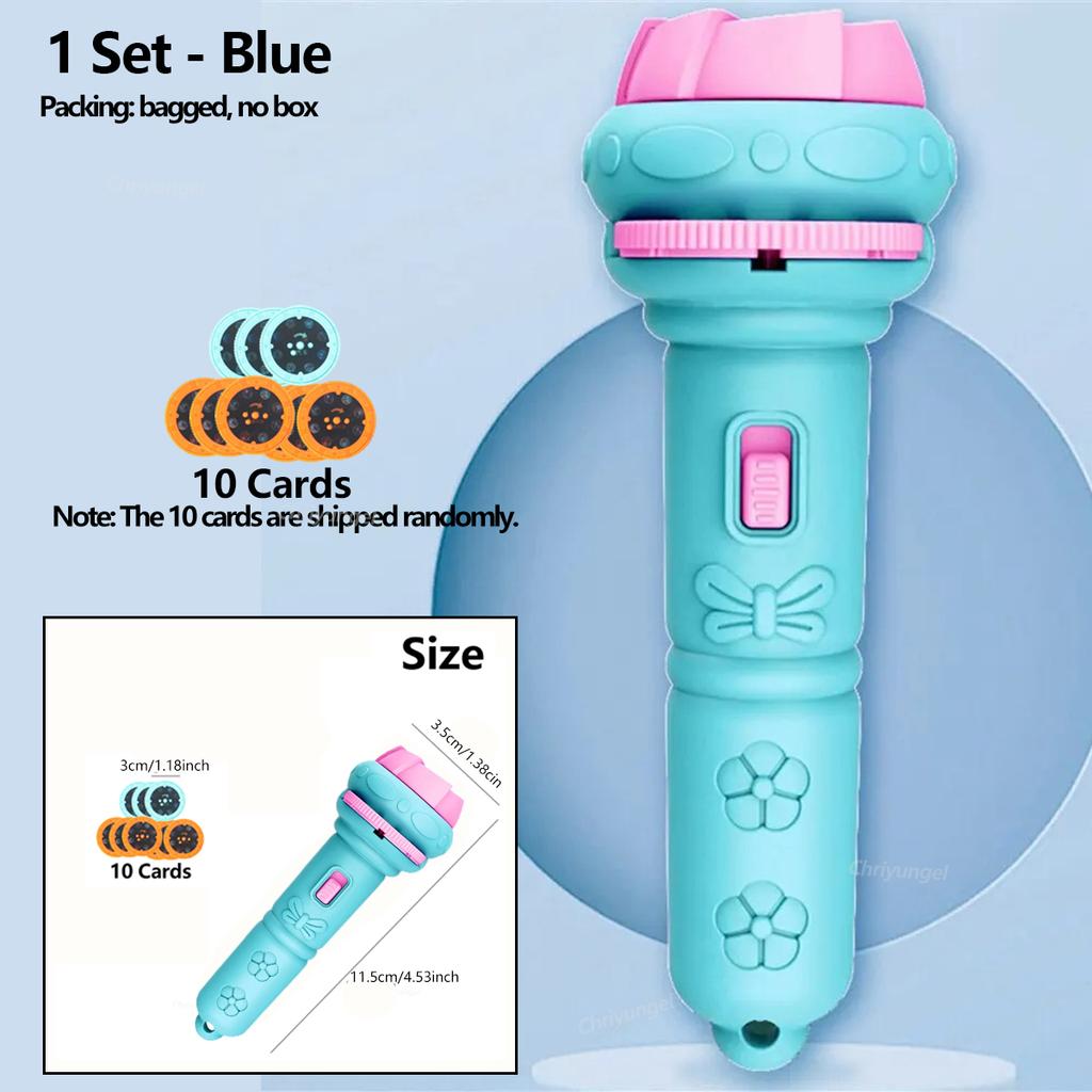 10 Karten Cartoon Projektion Taschenlampe 80 Muster Kreative Kinder Taschenlampe Spielzeug Projektor Babyspielzeug Gute-Nacht-Geschichtenbuch Spielzeug