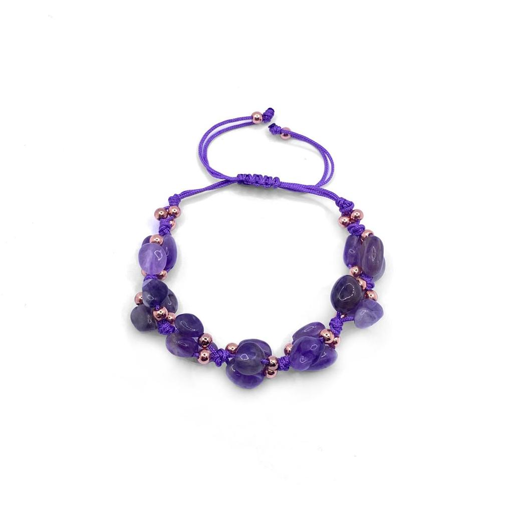 Amethyst Naturstein Treppenverschluss Natur Großschliff Verstellbares Armband