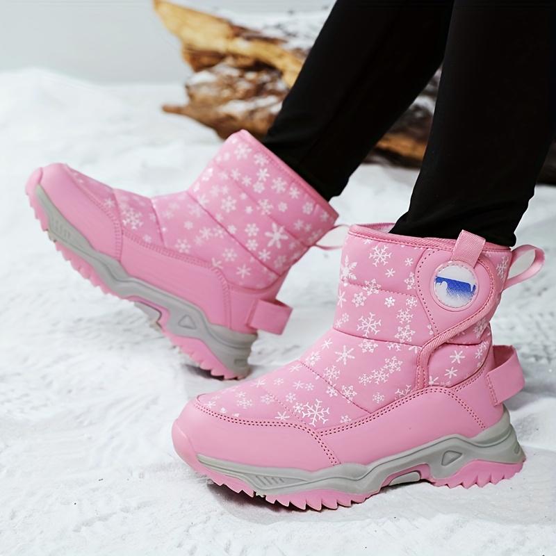 Girls Mid Calf Fleece Snow Boots Simple Design Warm Windproof Outdoor Play Snow Versatile Casual Style Ideal Gift Childrens Day