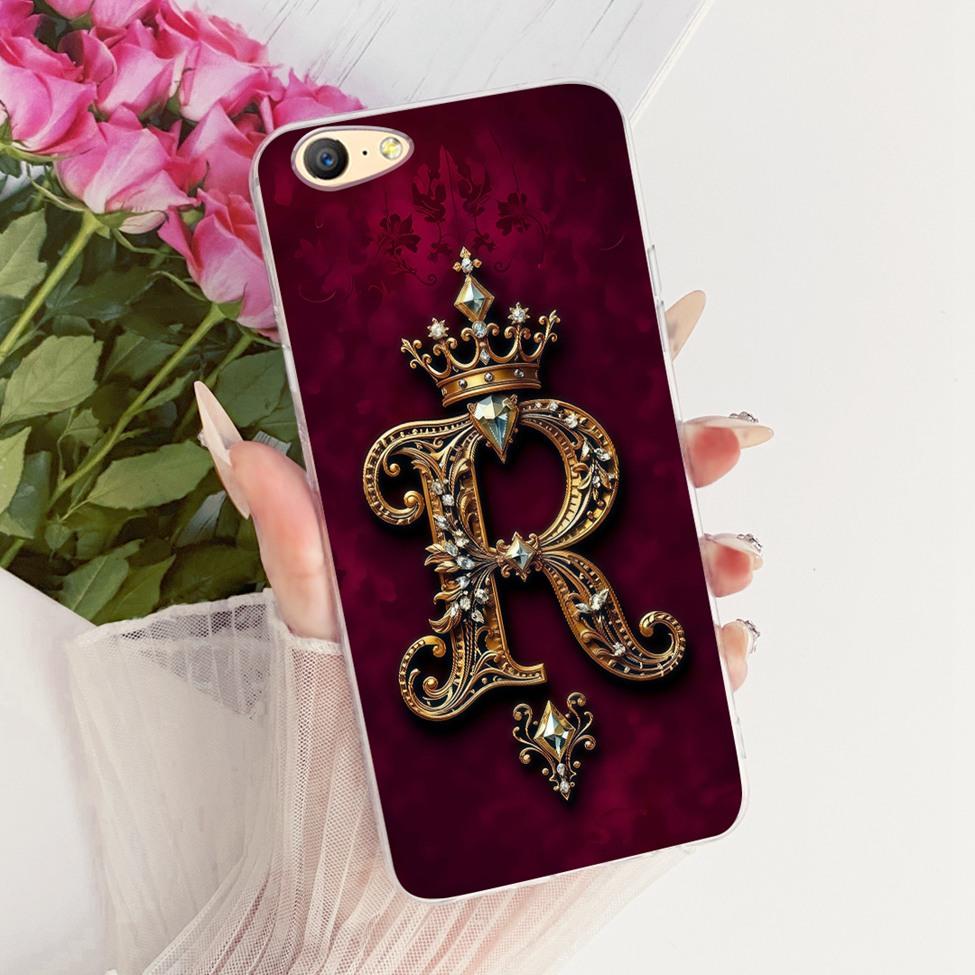 Transparent For Oppo CPH1701 Cover For Oppo A57 2016 Case Luxury Crown Fashion A-Z Letters 2D Flat Pattern Soft Phone Case