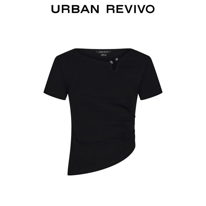 UR Women's Irregular Hem Pleated Slim T-shirt