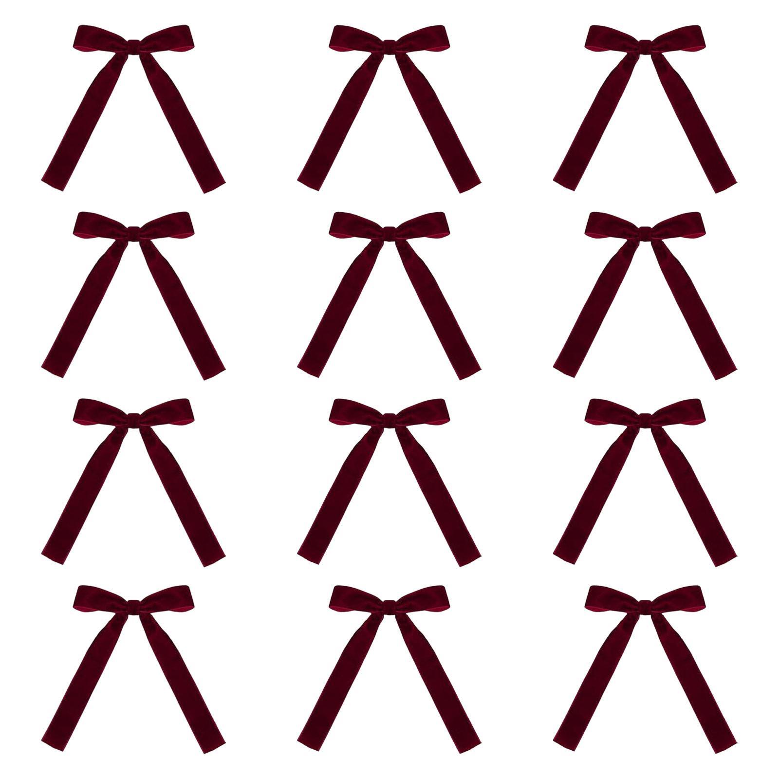 12 Pieces Christmas Ribbon Bows Set Christmas Ornaments DIY Ribbon Bowknots