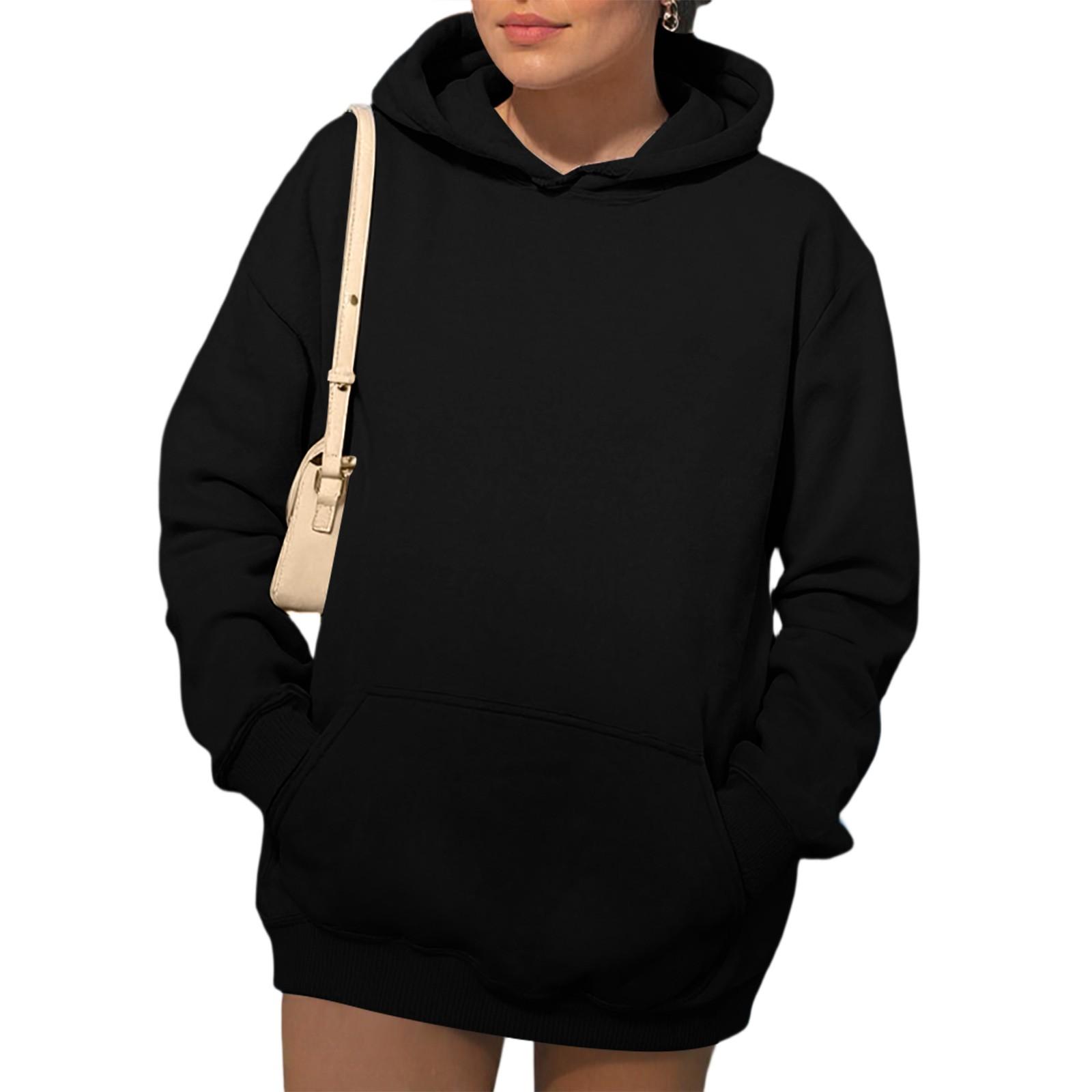 

Женские толстовки, осенняя мода, свитшоты, повседневный свитшот с длинным рукавом и свободного кроя, осенняя толстовка L чёрный