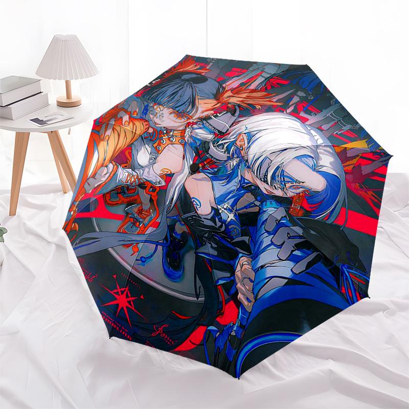 1pc Outdoor Umbrella with "Rumbling" Artwork - Automatic Opening/Closing, Portable 3-Fold Design, 8-Rib Iron Frame - Perfect Gift for Fans, Trave