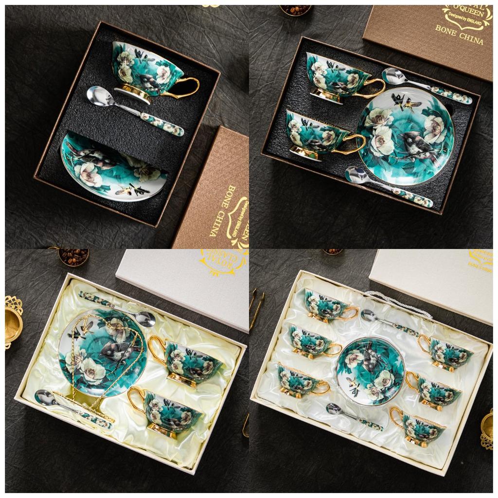 European Coffee Cup Afternoon Tea Tea Set Elegant Bone China Cup Saucer Spoon Set Mugs Coffee Cups