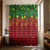 1pc Christmas Green Grid Print Waterproof Shower Curtain Partition Privacy Hanging Curtain 12 Hook Multiple Sizes