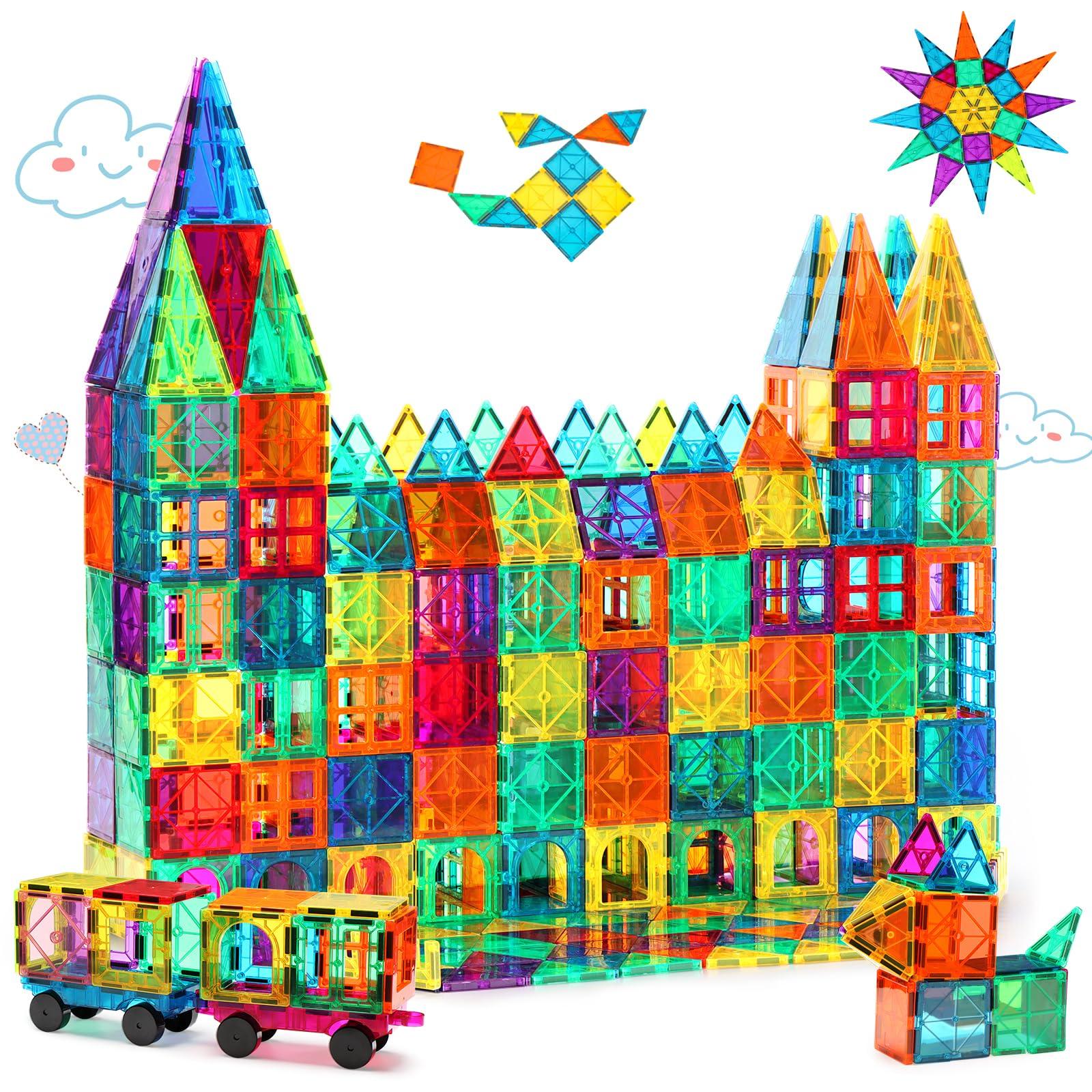 

Gemmicc 100PCS Magnetic Tiles Building Blocks for STEM Certified Educational Magnetic Building Blocks for Boys and Includes 2 Cars Kids, Toy, Puzzle,