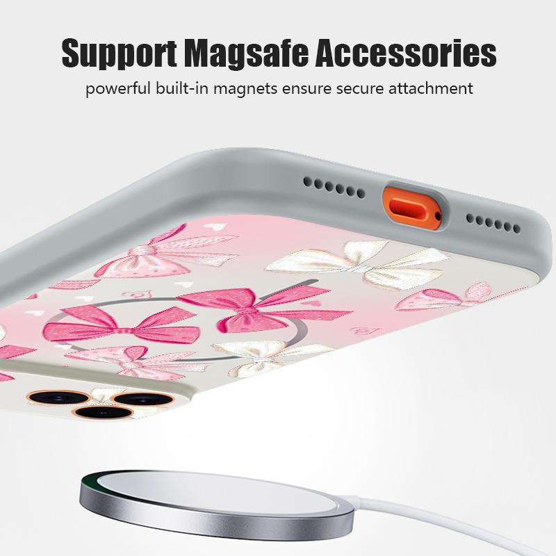 Colorful Bowknots Pattern Case For iPhone 17 Pro Max iPhone 16 Pro Max 15 14 13 Magnetic For Magsafe Hybrid TPU+PC Matte Cover