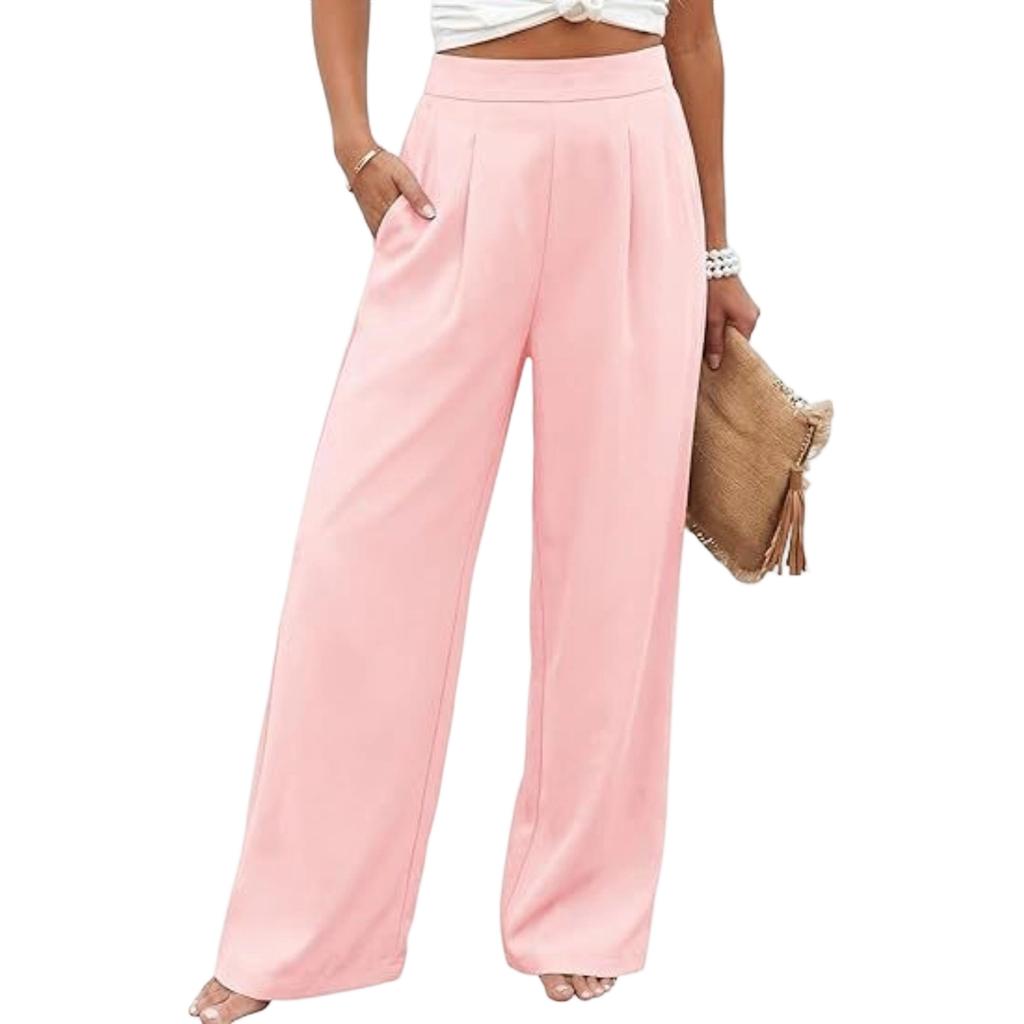 Women's Comfortable  Color Loose Wide Leg High Waist Casual Pants