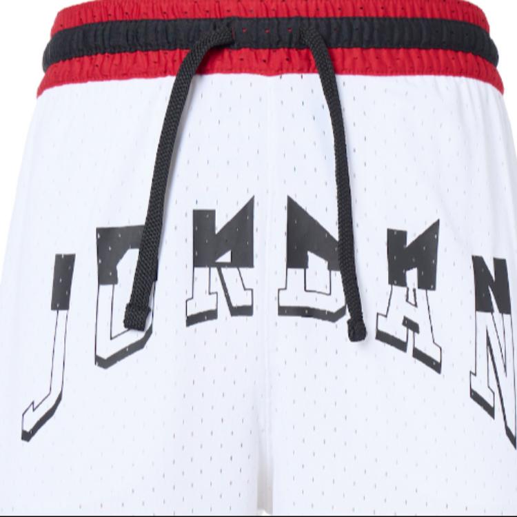 Jordan Letter Logo Print Striped Colorblock Drawstring Straight-Leg Sports Shorts Men Bottoms White FD5958-100