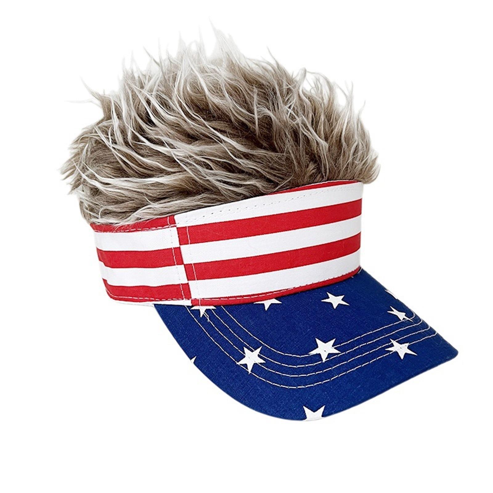 My Extreme Outdoor Activities Women's Simulation Wig Creative Cap American 250Th Anniversary Personalized Sun-Shading Baseball Cap Party Accessories For Men And Cm
