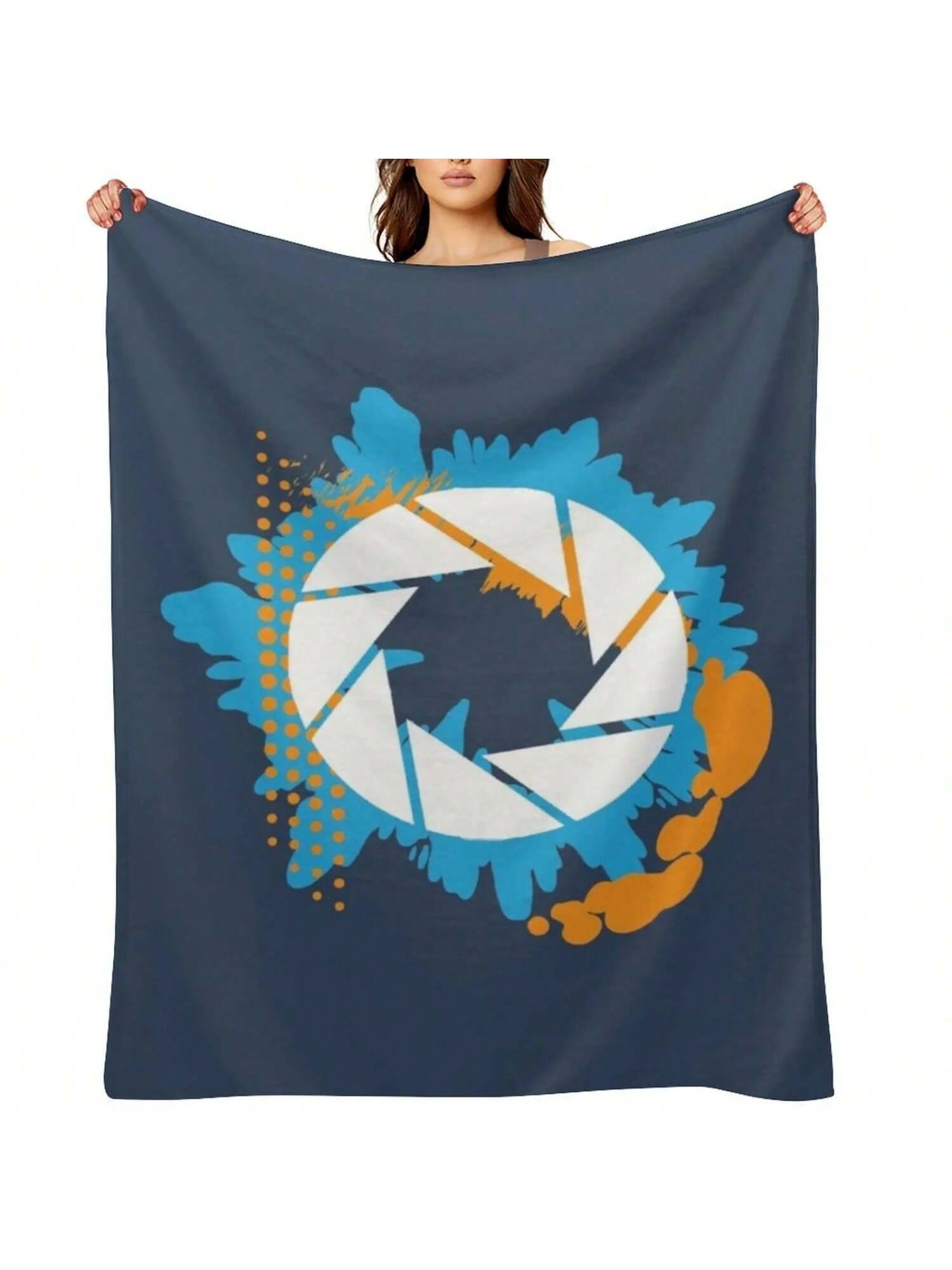Portal Abstract Aperture Throw Blanket Cosplay Anime Plaid Bed Covers Blankets 75X95CM серый